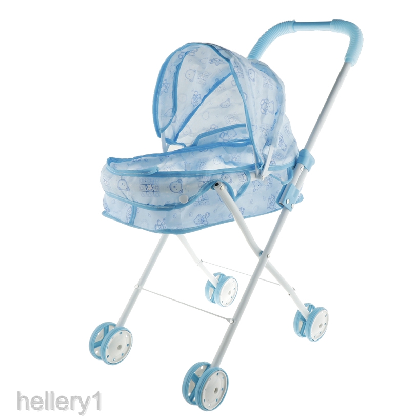 blue doll stroller