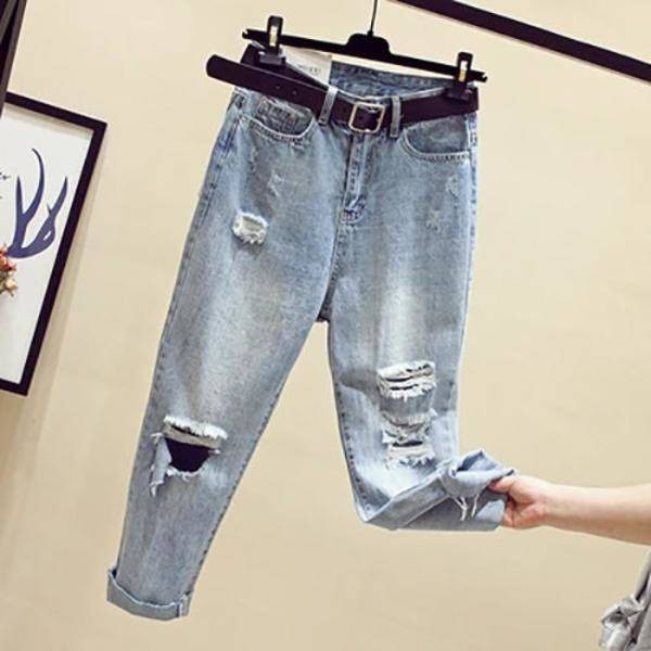 [BIG SIZE]Women Korean Pants High Waist Jeans Palazo Pants Denim Long ...
