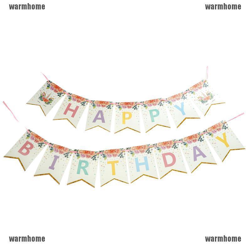 Whmy Glittering Unicorn Happy Birthday Banner Cartoon Bunting