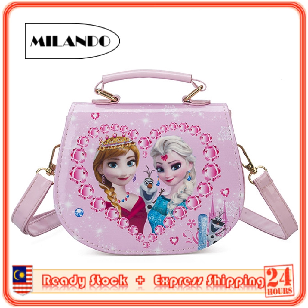 MILANDO Kid Girl PU Leather Crossbody Princess Handbag Frozen Sling Bag (Type 6)