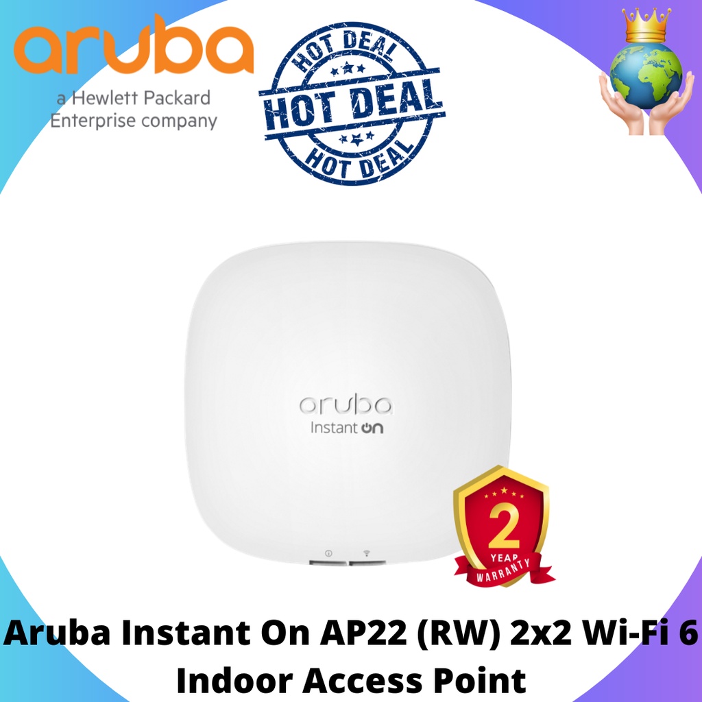 Aruba Instant On AP22 (RW) 2x2 Wi-Fi 6 Indoor Access Point ( R4W02A ...