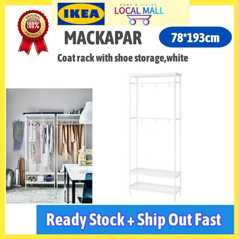 100 Original Ikea Mackapar Coat Rack With Shoe Storage Unit White 78x193 Cm Shopee Malaysia