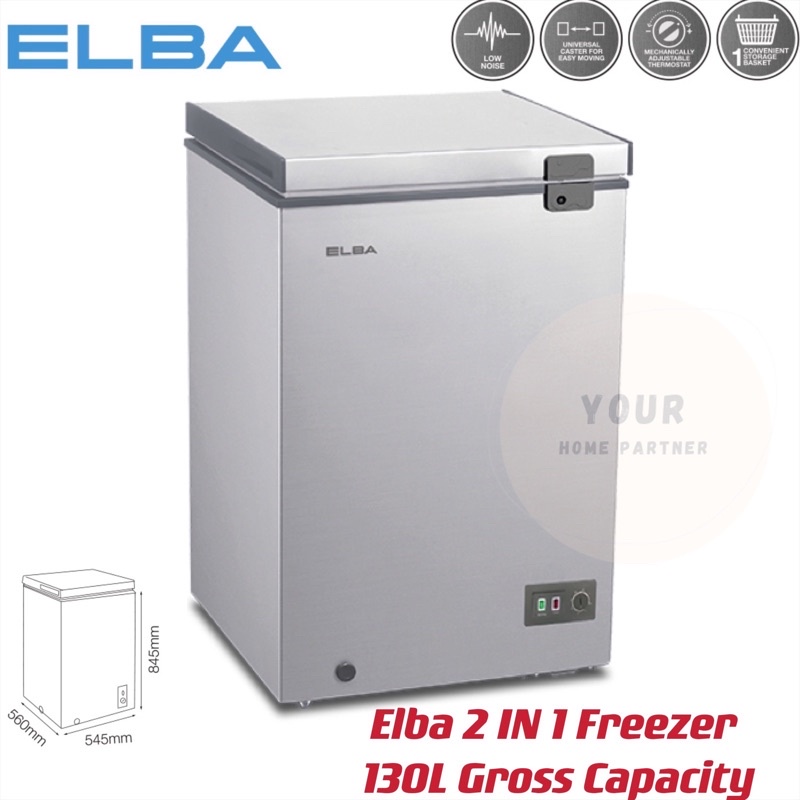 Elba 2 In 1 Chest Freezer EF-E1310 Gross Capacity 130L / Toshib Chest Freezer Gross 128L GR-RC130CE