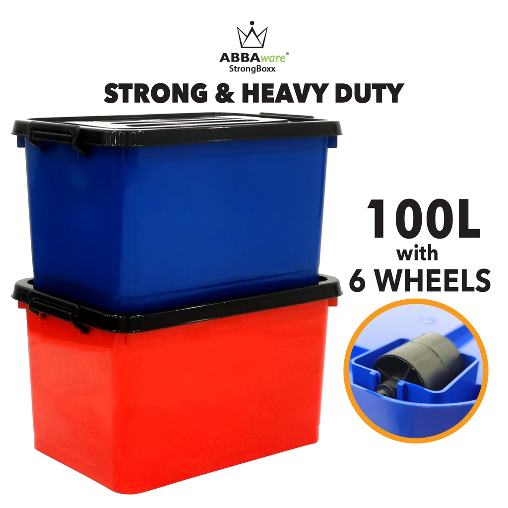 Abbaware Storage Box 100 Litre /Kotak Simpanan dengan roda/Storage Box with wheels/ Bekas