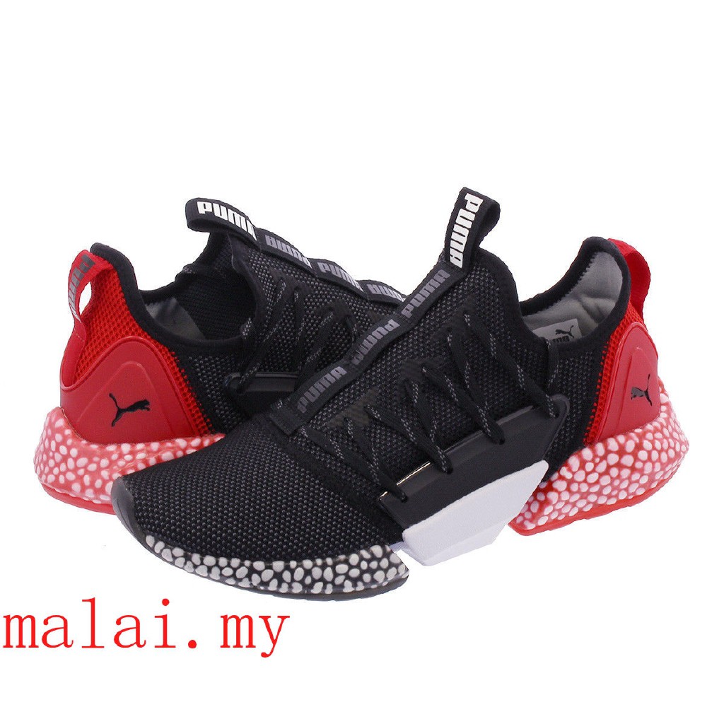 puma hybrid rocket runner black & ribbon red running shoes