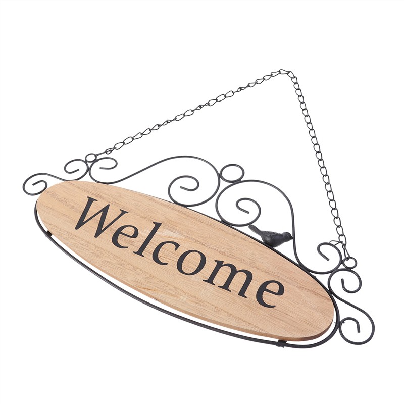 1pc Creative Decorative Iron Art Wooden Welcome Sign Door Signs