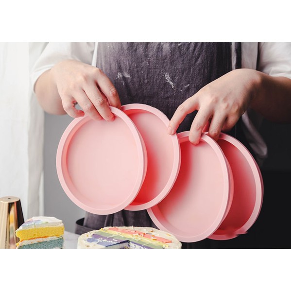 6/8 Inch 4PCS Rainbow Cake Silicone Mold/Round Shape Layered Baking Silicone Mold LBH02174 圆形硅胶彩虹蛋糕模