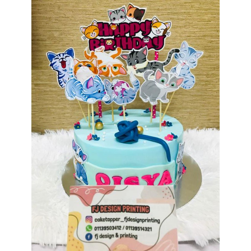 Cake Topper Theme CAT/ Kucing/ Pussy Cat (Price Include Add name)