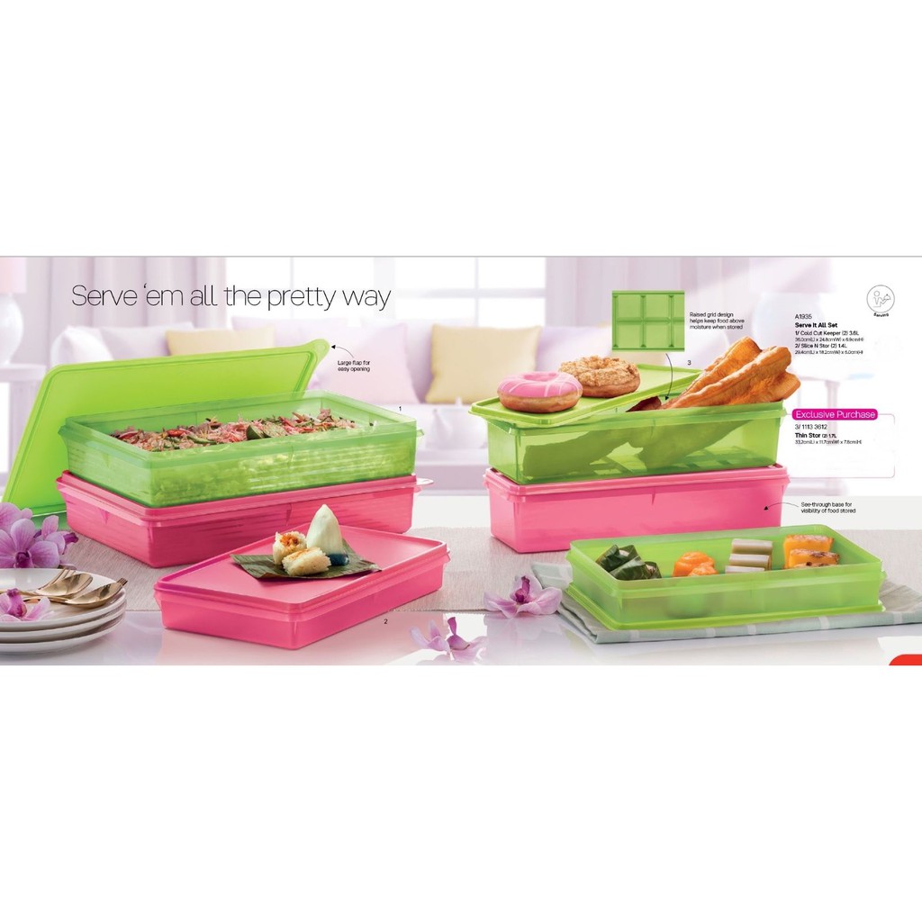 Tupperware Slice N Stor 1.4L (Pink/Green)