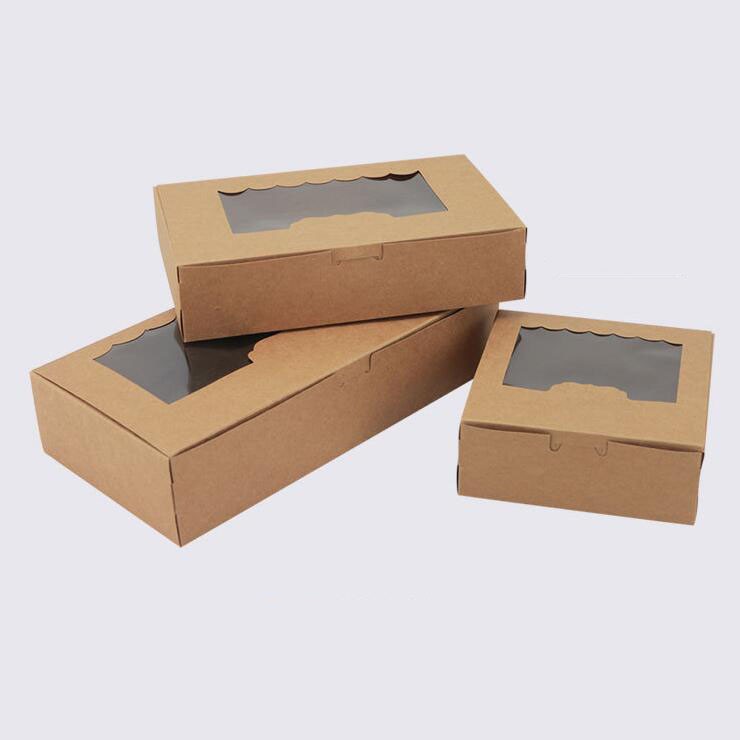 Brown Kraft Paper Baking Food Carton Kraft Box With Clear Window Cookies Gift Packaging Box Mooncake Macaron Cake Shopee Malaysia