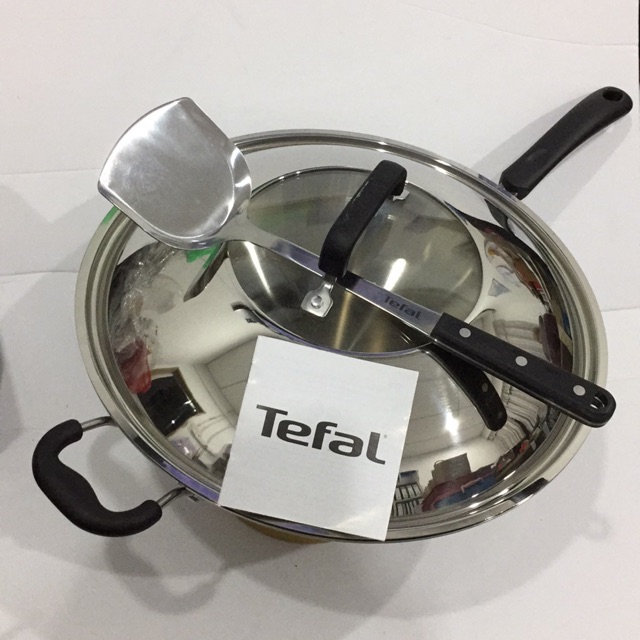 (C7809244) TEFAL 36cm Stainless Steel Handle Wok with Lid Shopee Malaysia