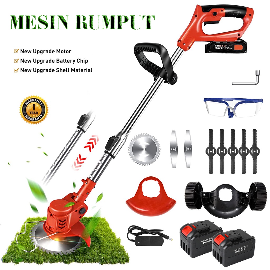 188V 288V 388V Mesin Rumput Grass Cutter Rechargeable Lawn Mower