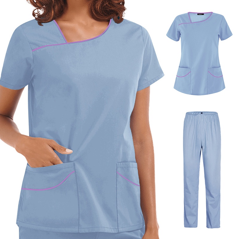 Female Multiple Pockets Scrubs Set Pet Clinic Doctor Work Uniforms