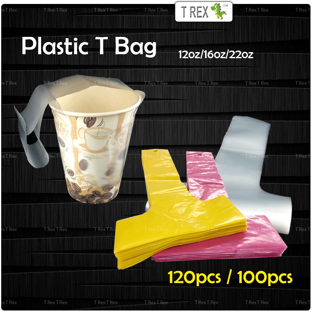 120pcs100pcs Plastic T Bag Cup Holder Bag Handle Bag Beg Plastik Pemegang Cawan 3813