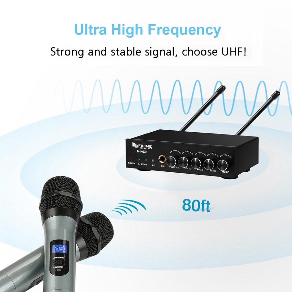 Fifine K036 UHF Dual Channel Wireless Handheld Microphone Karaoke