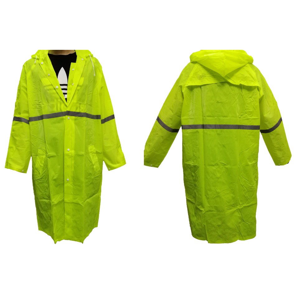 Reusable Unisex High-Visibility Long Raincoat (With Reflective Strips ...
