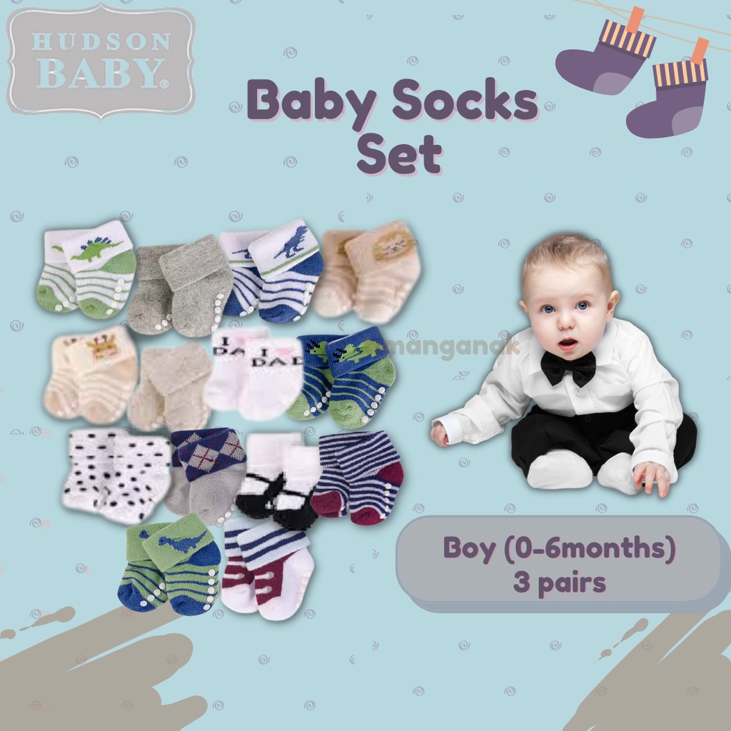 Stokin Baby / Stokin Baby Boy / Stokin Bayi Lelaki / Baby Boy Socks (3's/Pack) Size 0-6 month