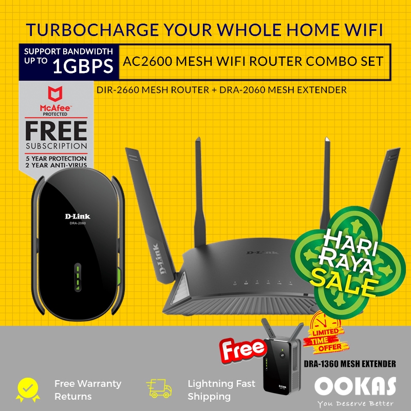 DLink EXO AC2600 Gigabit Smart Mesh WiFi Wireless Router DIR2660 with