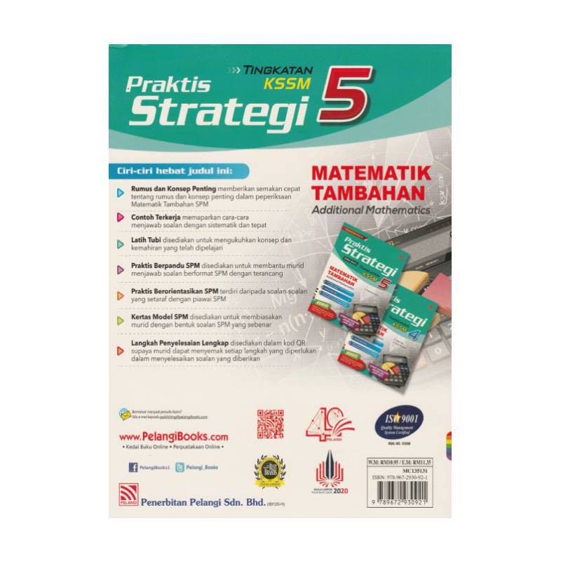 Pelangi Reference Book Praktis Strategi Matematik Tambahan Tingkatan 5 Kssm Dwibahasa 2021 Shopee Malaysia