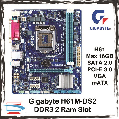Gigabyte H61 H61MDS2 / H61MS1 Socket 1155 DDR3 H61 Motherboard Intel