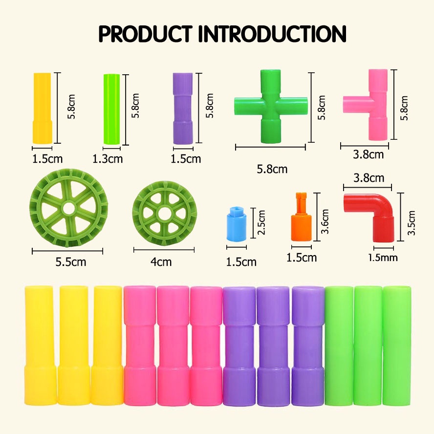 Premium Reliable Kids building blocks toys creative Splicing Pipe Educational set mainan Multi Have - Image 4
