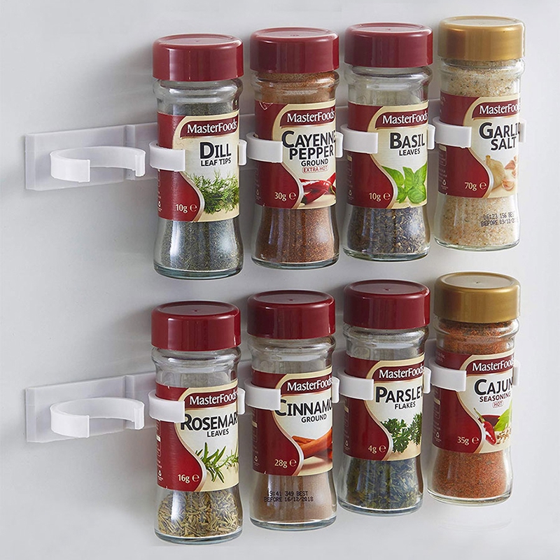 Cabinet Plastic Wall Hooks Seasoning Condiment Bottles Kitchen Storage Holder
