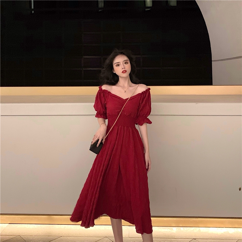 korean red dress