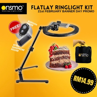 Onsmo Golive Flat Lay Table Tripod with Free Handphone Holder With Ring Light 26cm Kit (Malaysia Flatlay Brand)