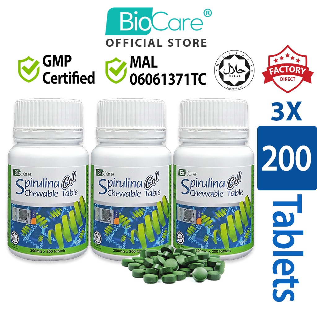 Biocare Spirulina Col (3 x 200 Tablets x 200mg) Shopee Malaysia