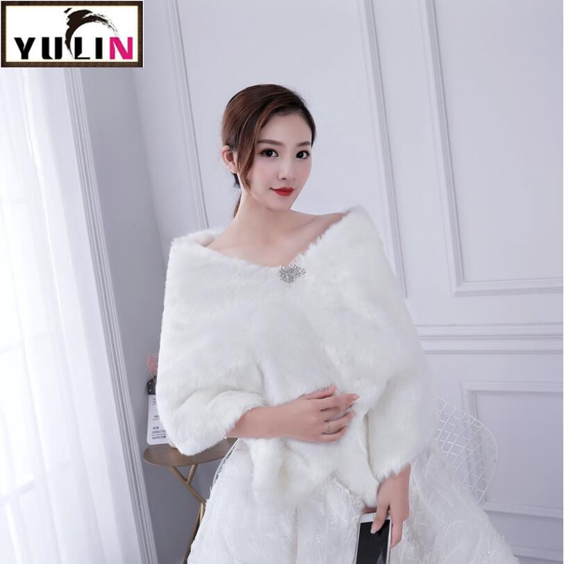 White Fur Bridal Gowns Shawl Wedding Dress Outwear Shopee Malaysia