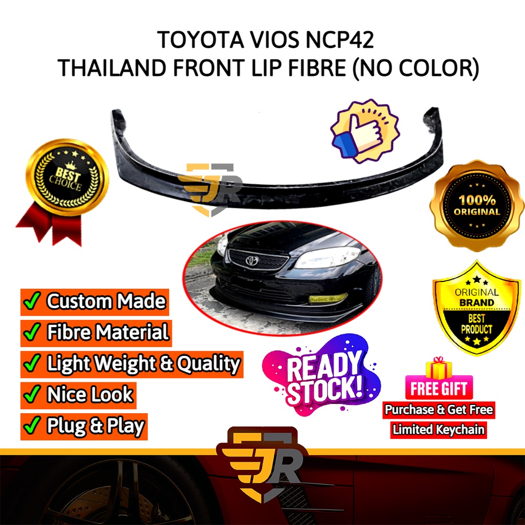 JR Custom Made Thailand Front Lip Fibre (No Color) Vios Ncp42 Front Bumper Lip Kereta VIOS Ncp42
