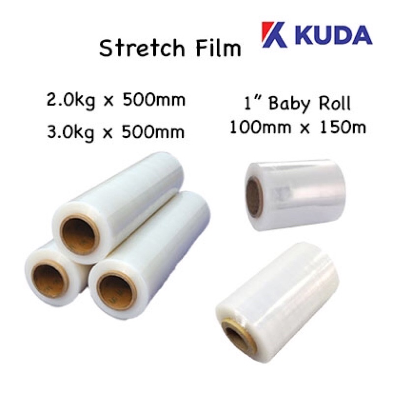 Clear Stretch Film Wrapping Film (2kg x 500mm / 3kg x 500mm / 100mm x
