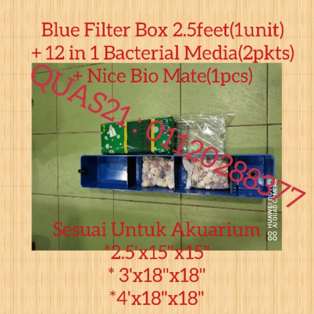 Blue Filter Box 2.5feet With Filter Media & Bio Mate (Full Sets)