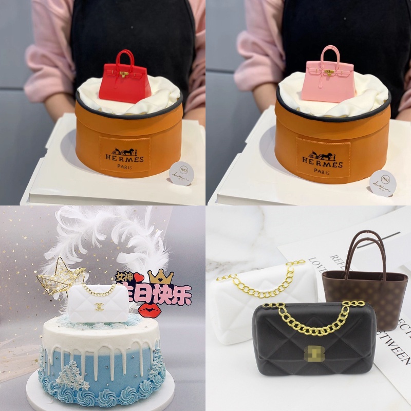 Branded Bag Handbag Model Cake Topper Decoration Luxury Cake Topper Decor for Birthday Party Happy Mothers Day Cake Topper Queens Girls Birthday