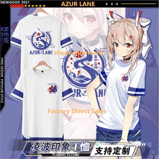 Mens Hip hop Azur Lane Casual Short Sleeve Classic Breathable T Shirt Manga Round Neck tee