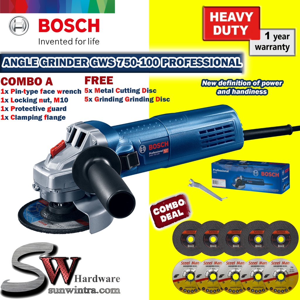 COMBO Bosch Angle Grinder GWS750100 Professional Different type