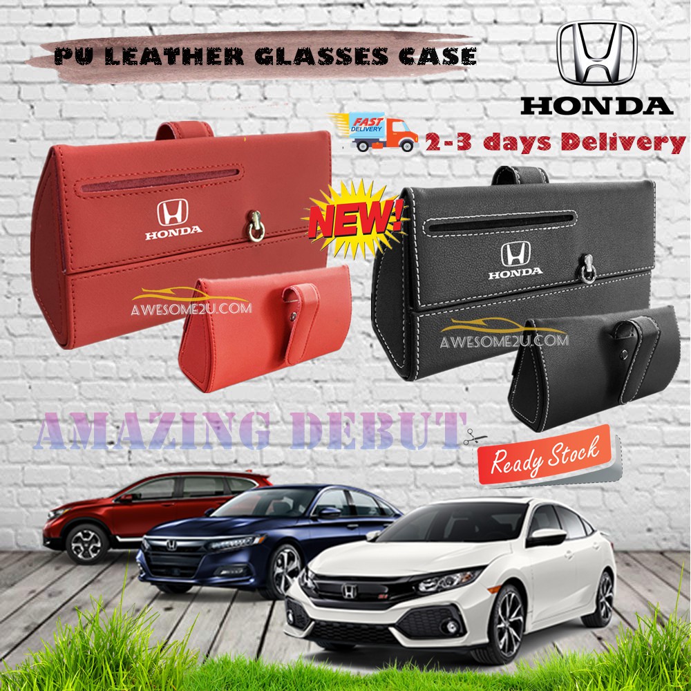 Awesome2u Honda CRV HRV BRV Accord Civic Jazz City Steam PU Leather Glasses Case Sun Visor interior Car Accessories