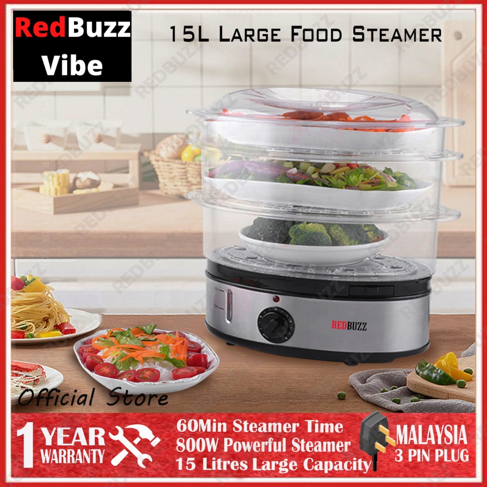Food Steamer 15L Large Capacity Electric 800W Vegetable Rice Steam
