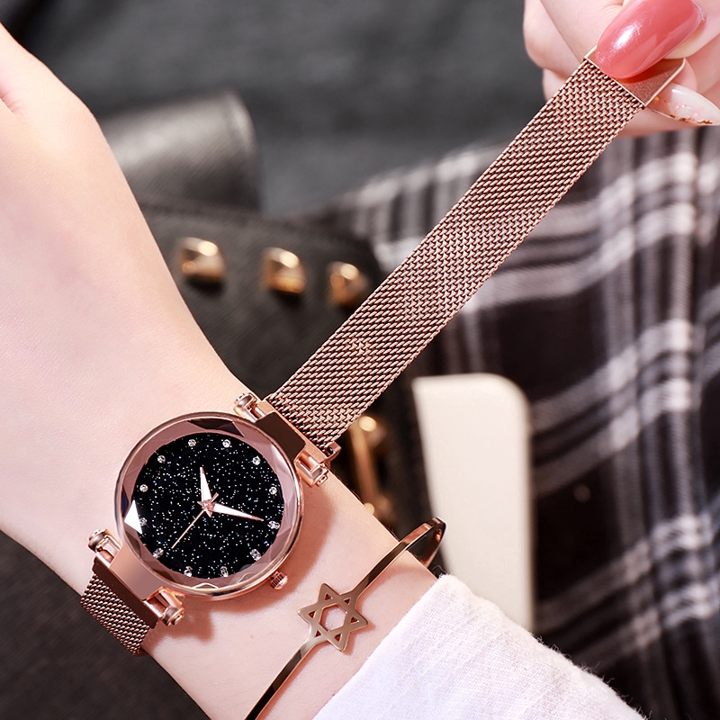 KICADN Fashion Ladies Watches Mesh Clasp Starry Sky Dial Analogue Quartz Di  tC80UtSL9d, 腕時計、アクセサリー - dabalash.cl