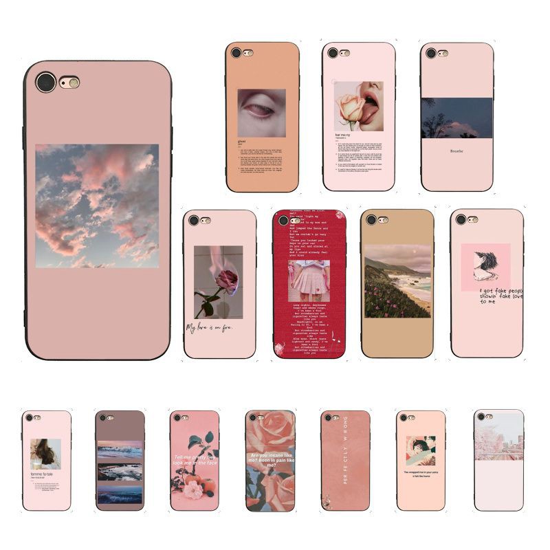 Pink Aesthetics Songs Lyrics Aesthetic Soft Silicone Phone Case Cover For Iphone 8 7 6 6s 6plus X Xs Max Shopee Malaysia