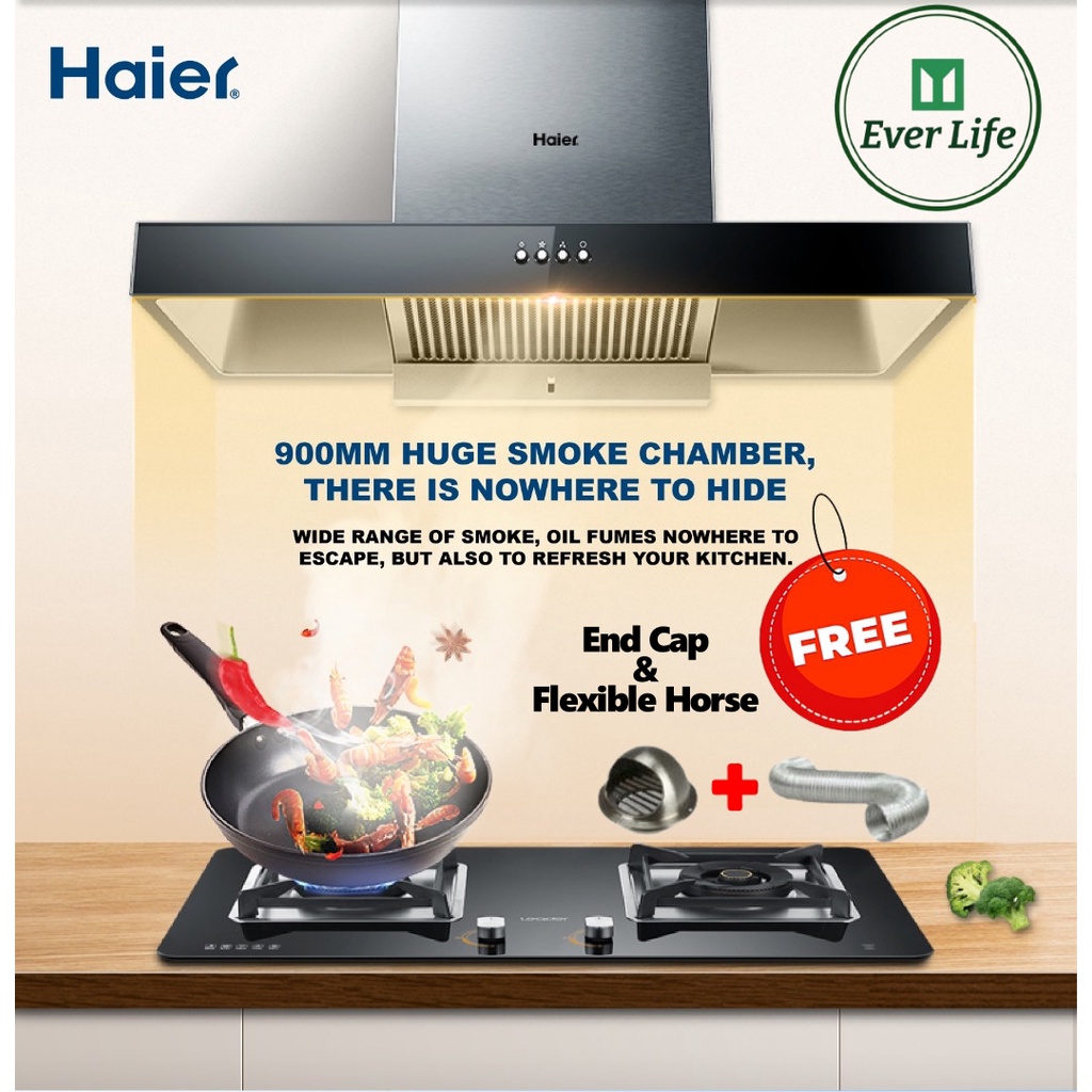 [Sirim] Haier Hood Range Hood Kitchen Hood IT9001 Kitchen High Suction Power 1600m3 /Elba HOOD T-Hood EH-H9027ST