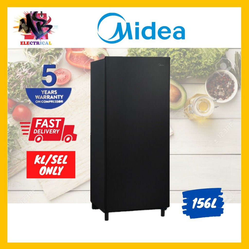 Midea Single Door Fridge Refrigerator 156l Ms 196b Black Colour Shopee Malaysia