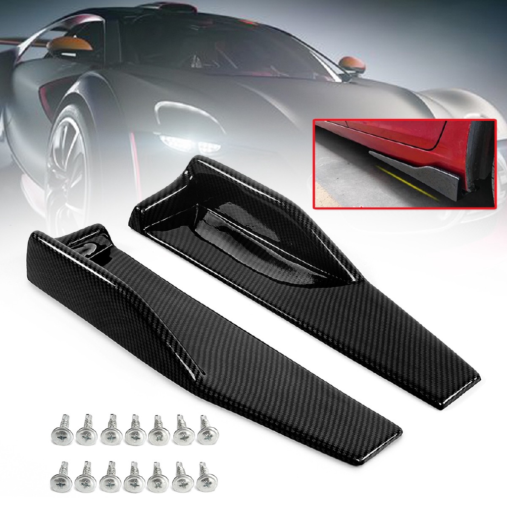 Universal Carbon Fiber Look Side Skirt Rocker Splitters Diffuser Winglet Wings
