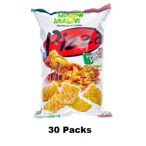 30 Packs Miaw Miaw Pizza Flavoured Snacks 14g Each HALAL (LOCAL READY ...