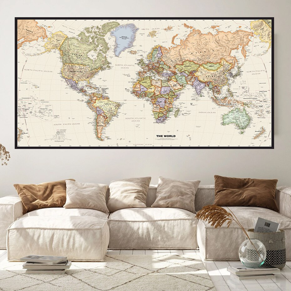 Map Of The World On Wall World Map - Home Decor Prices And Promotions - Home & Living Jun 2022 |  Shopee Malaysia