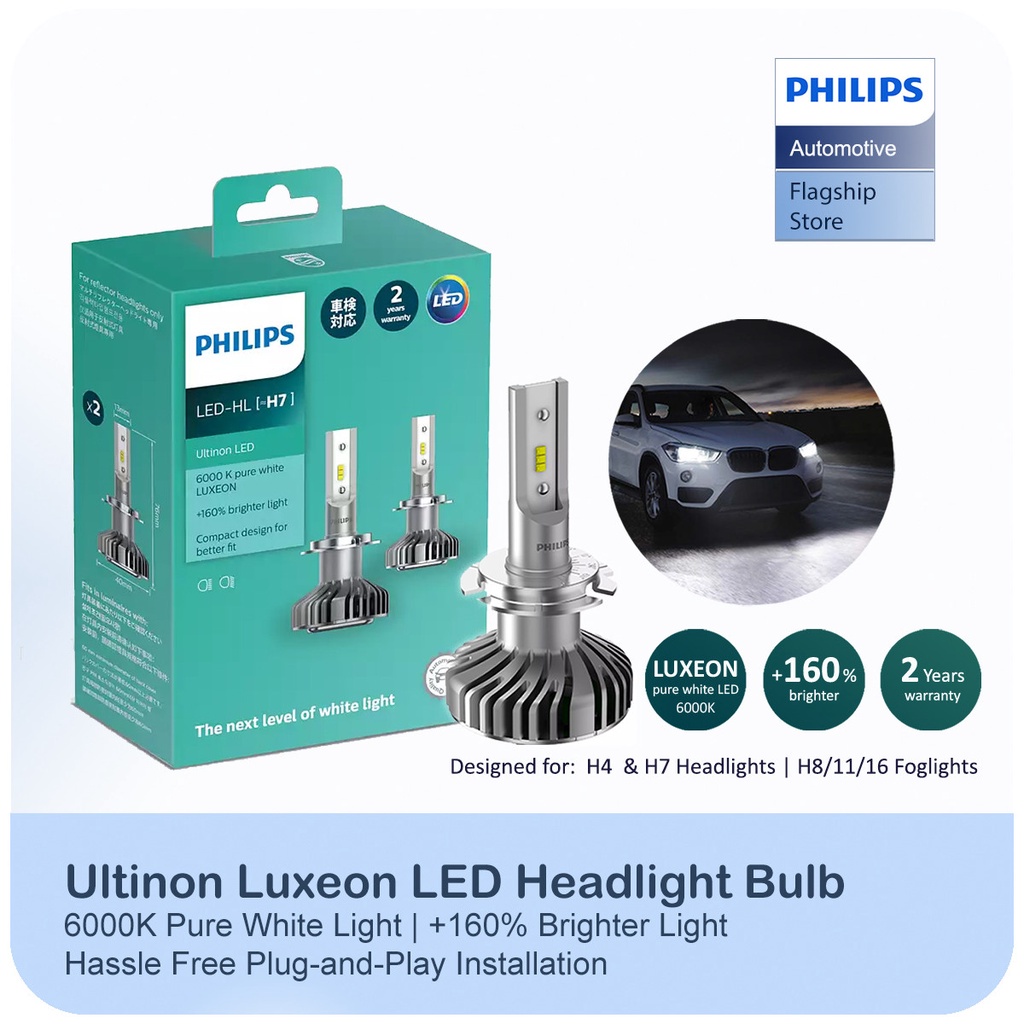 Kit Ampoules LED H4 PHILIPS Ultinon Pro9100 5800K +350%