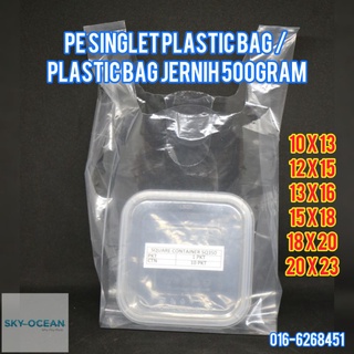 (500GM) PE QUALITY SINGLET BAG TSHIRT 500gm Beg Plastik Jernih Bertangkai / Plastic Bag Transparent