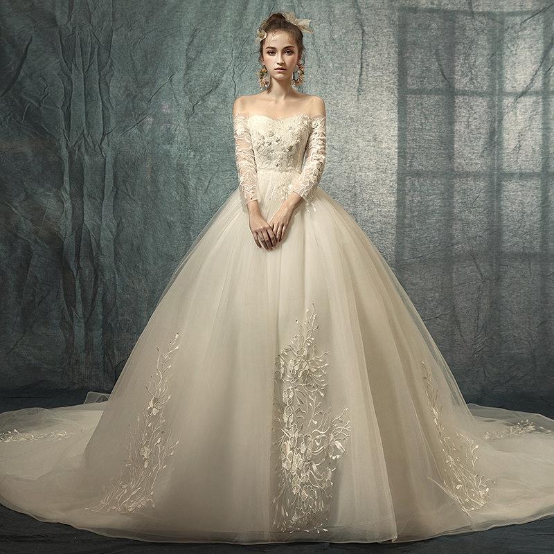 Main Wedding Dress Mori Shoulder Bride Slender High Waist Pregnant