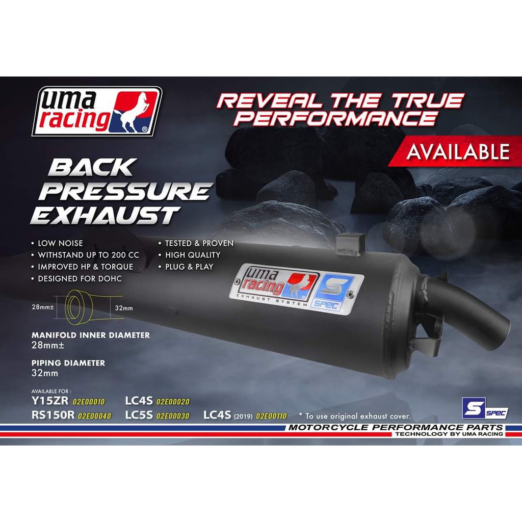 UMA RACING BACK PRESSURE EXHAUST PIPE (32MM) SYM VF3I / Y15ZR Y15