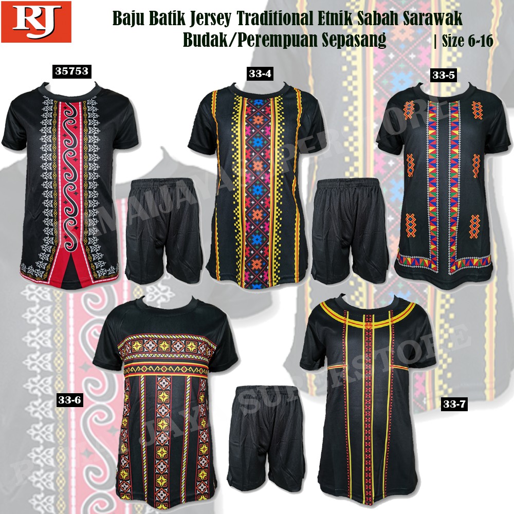 🔥HOT&Wholesale🔥 Baju batik jersey traditional etnik sabah sarawak ...